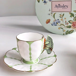 Butterfly Coffee Cup & Saucer-Green