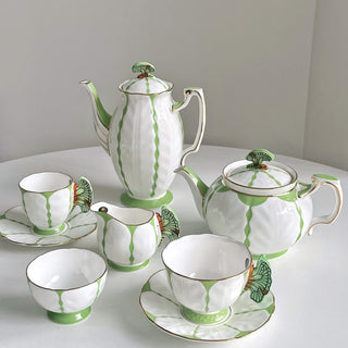Butterfly 700ml Coffee Pot 7 Pieces Tea Set-Green