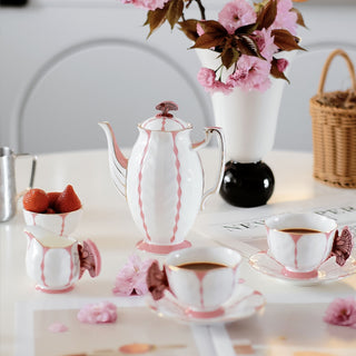 Butterfly 700ml Coffee Pot 7 Pieces Tea Set-Pink
