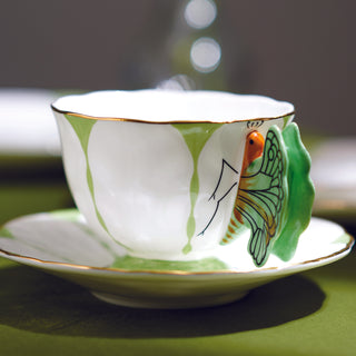 Butterfly Tea Cup & Saucer-Green