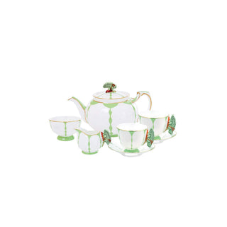Butterfly 600ml Teapot 7 Pieces Tea Set-Green