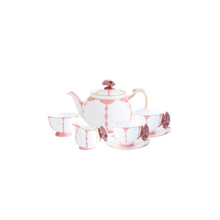 Butterfly 600ml Teapot 7 Pieces Tea Set-Pink