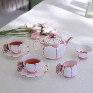 Butterfly 600ml Teapot 7 Pieces Tea Set-Pink