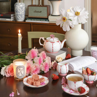Butterfly 600ml Teapot 7 Pieces Tea Set-Pink