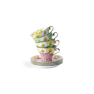 Daisy Corset Tea Cup and Saucer Set of 4