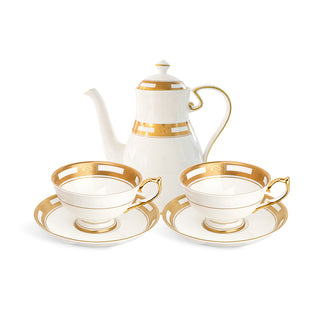 Empress White & Gold 5 Pieces Tea Set