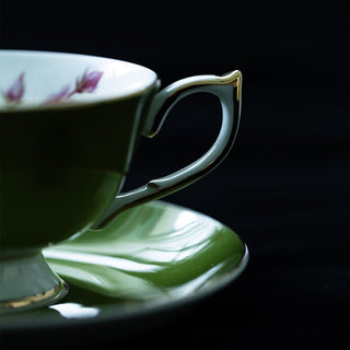 Colored Glaze Elizabeth Rose Athens Tea Cup & Saucer - Mill Green