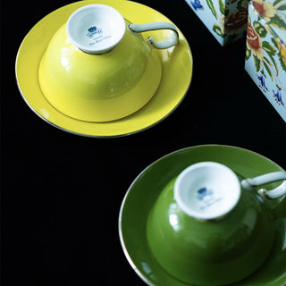 Colored Glaze Elizabeth Rose Athens Tea Cup & Saucer - Yellow