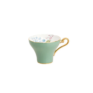 Colored Glaze Lily of the Valley Corset Tea Cup and Saucer-Green