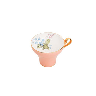 Colored Glaze Lily of the Valley Corset Tea Cup and Saucer-Orange