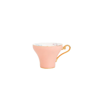 Colored Glaze Lily of the Valley Corset Tea Cup and Saucer-Orange