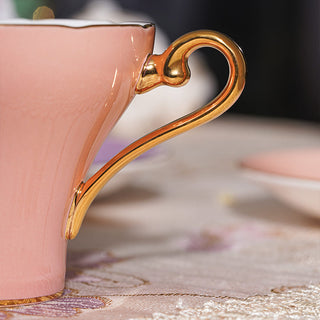 Colored Glaze Lily of the Valley Corset Tea Cup and Saucer-Orange