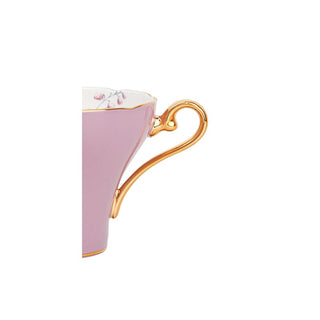 Colored Glaze Lily of the Valley Corset Tea Cup and Saucer-Purple