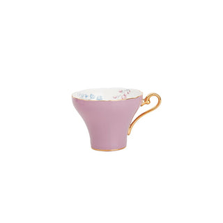Colored Glaze Lily of the Valley Corset Tea Cup and Saucer-Purple