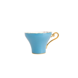 Colored Glaze Lily of the Valley Corset Tea Cup and Saucer-Turq