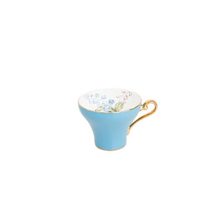 Colored Glaze Lily of the Valley Corset Tea Cup and Saucer-Turq
