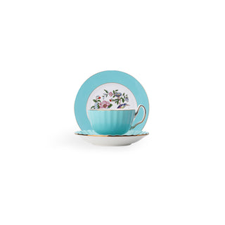 Colored Glaze Pembroke Oban Tea Cup & Saucer Set-Turq
