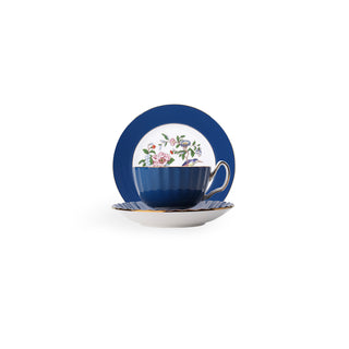 Colored Glaze Pembroke Oban Tea Cup & Saucer Set-Blue