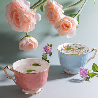 Colored Glaze Pembroke Oban Tea Cup & Saucer - Pink