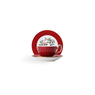 Colored Glaze Pembroke Oban Tea Cup & Saucer Set-Red