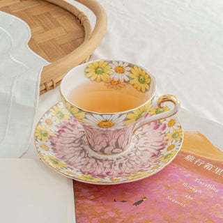 Daisy Corset Tea Cup and Saucer-Pink
