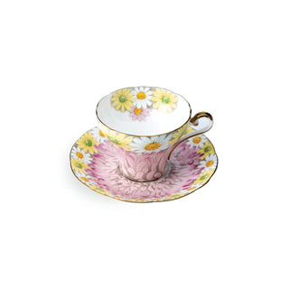 Daisy Corset Tea Cup and Saucer-Pink