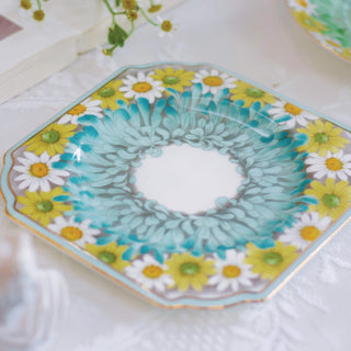Daisy Square Dessert Plate-Blue