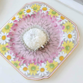 Daisy Square Dessert Plate-Pink