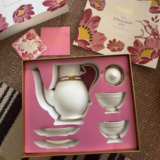 Empress White & Gold 5 Pieces Tea Set