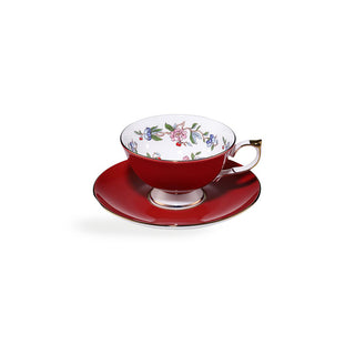 Colored Glaze Pembroke Oban Tea Cup & Saucer - Red