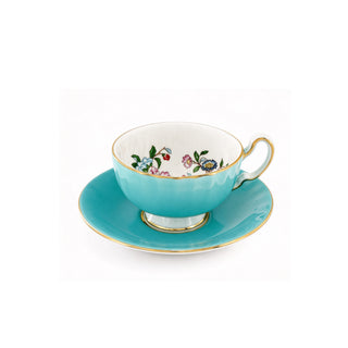 Colored Glaze Pembroke Oban Tea Cup & Saucer - Turq