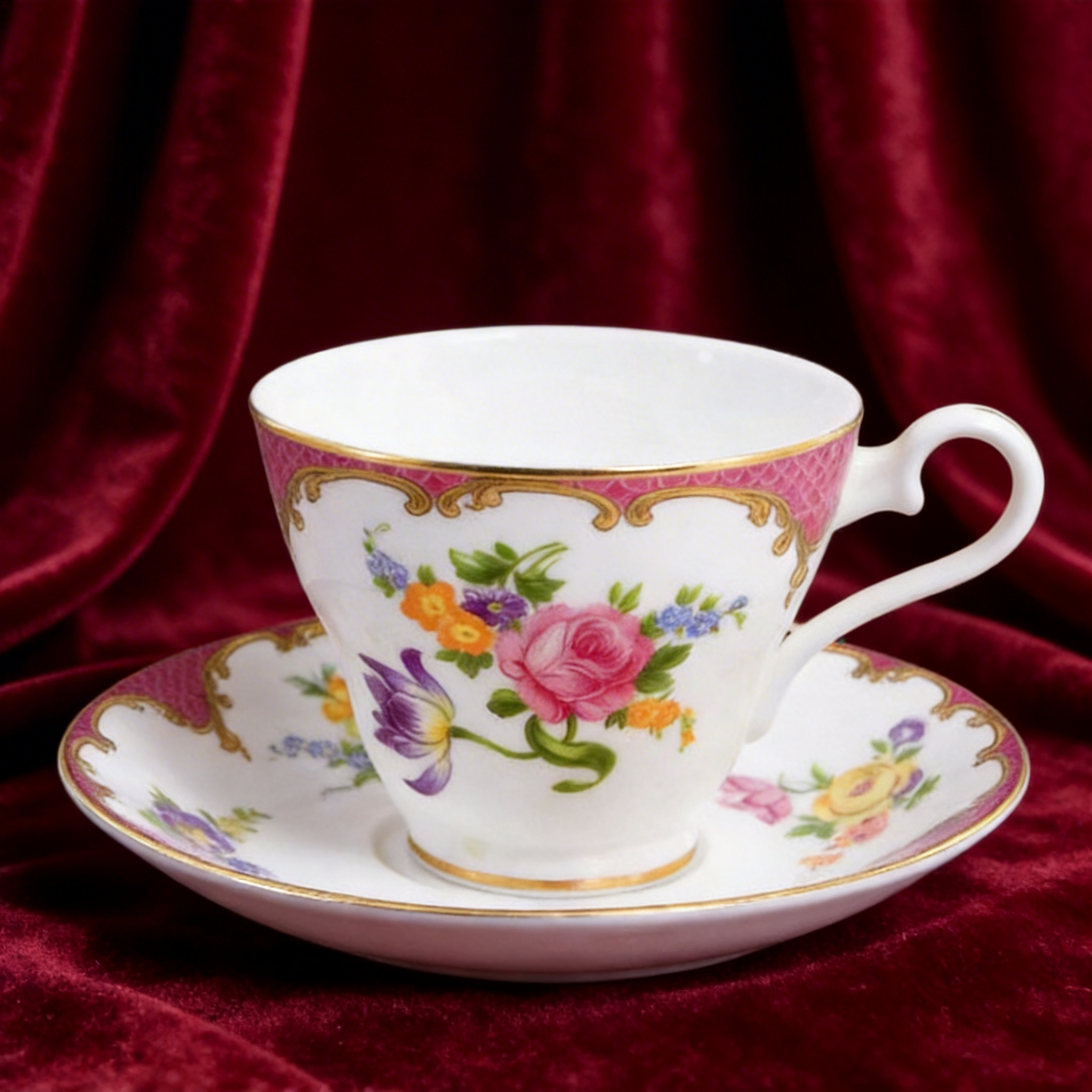 Wilton Stratford Tea Cup & Saucer-Red – Aynsley