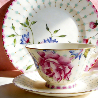 Peony Windsor Tea Cup & Saucer with Sweet Plate Set
