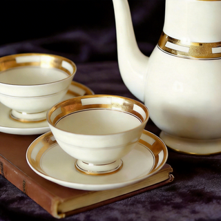 Empress White & Gold 5 Pieces Tea Set