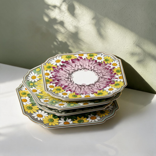 Daisy Square Dessert Plate Set of 4