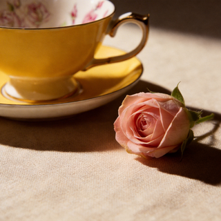 Colored Glaze Elizabeth Rose Athens Tea Cup & Saucer - Yellow