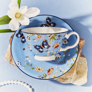 Cottage Garden Windsor Tea Cup & Saucer-Blue