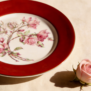 Colored Glaze Elizabeth Rose Sweet Plate-Red