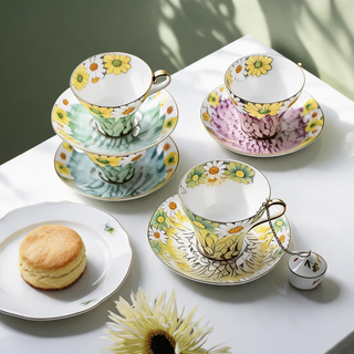 Daisy Corset Tea Cup and Saucer Set of 4