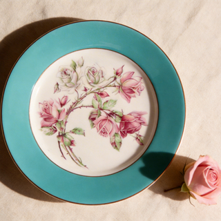 Colored Glaze Elizabeth Rose Sweet Plate-Turq