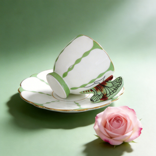 Butterfly Coffee Cup & Saucer-Green