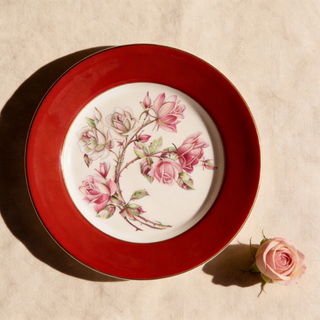 Colored Glaze Elizabeth Rose Sweet Plate-Red