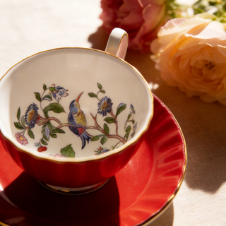 Colored Glaze Pembroke Oban Tea Cup & Saucer - Red