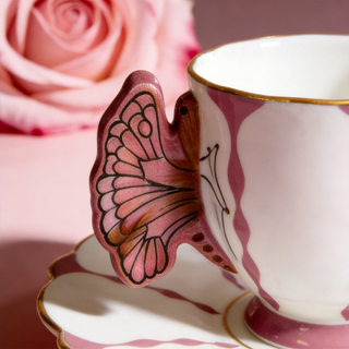 Butterfly Coffee Cup & Saucer-Pink