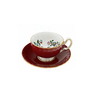 Colored Glaze Pembroke Oban Tea Cup & Saucer - Red