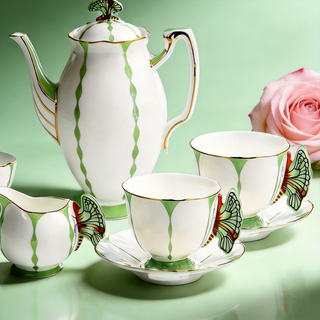 Butterfly 700ml Coffee Pot 7 Pieces Tea Set-Green