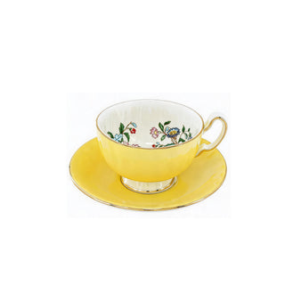 Colored Glaze Pembroke Oban Tea Cup & Saucer - Yellow