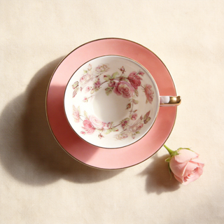 Colored Glaze Elizabeth Rose Athens Tea Cup & Saucer - Pink