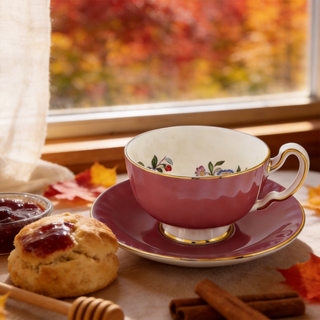 Colored Glaze Pembroke Oban Tea Cup & Saucer - Pink