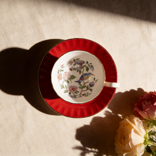 Colored Glaze Pembroke Oban Tea Cup & Saucer - Red